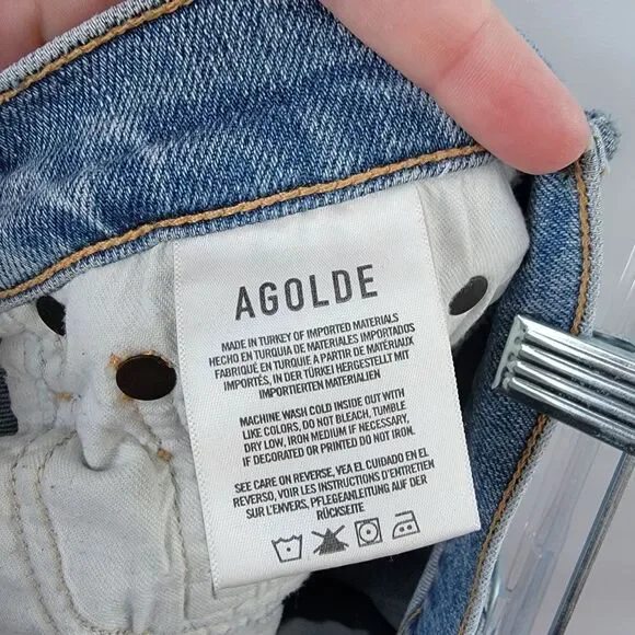 Agolde Toni Size 24 Distressed Raw Step Hem Light Wash Minimalist Cropped Jeans - Picture 9 of 14